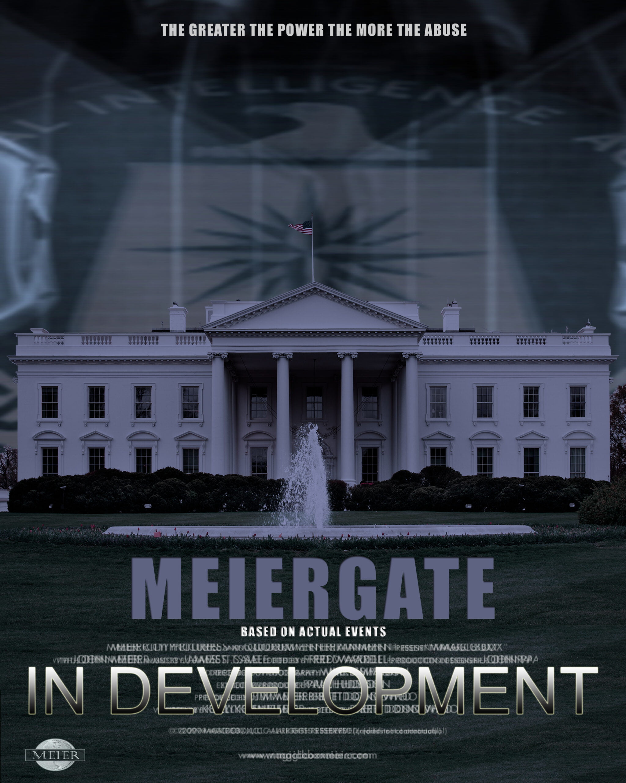 Meiergate development poster Abuse of Power film poster, a movie about John Meier, Howard Hughes, Richard Nixon, Watergate and the CIA