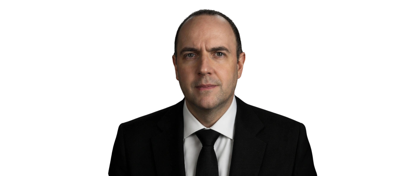 Jim Meier, entertainment executive, in a black suit and tie